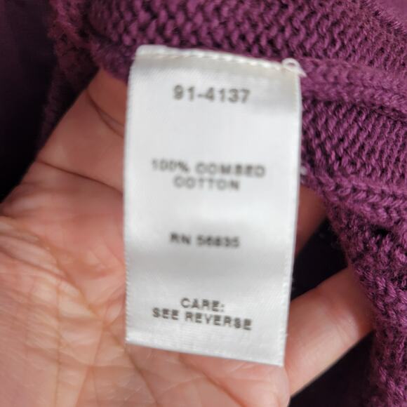 Cabela's Wine V-Neck Cable Knit 100% Cotton Sweater, L - Picture 4 of 8